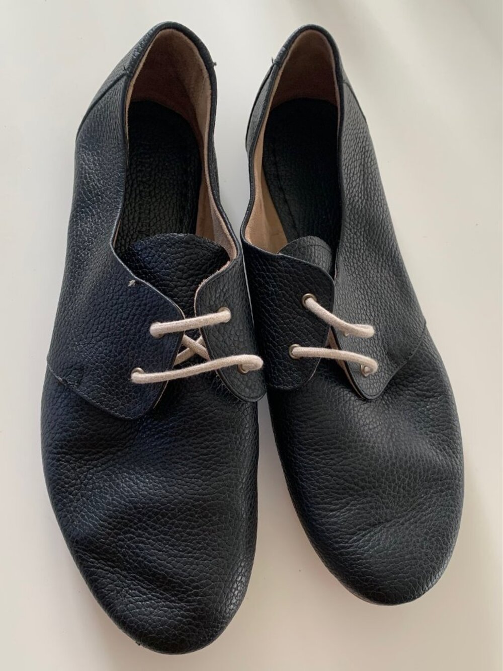 Poppy Barley Black Pebbled Leather Oxford Shoes Size 12